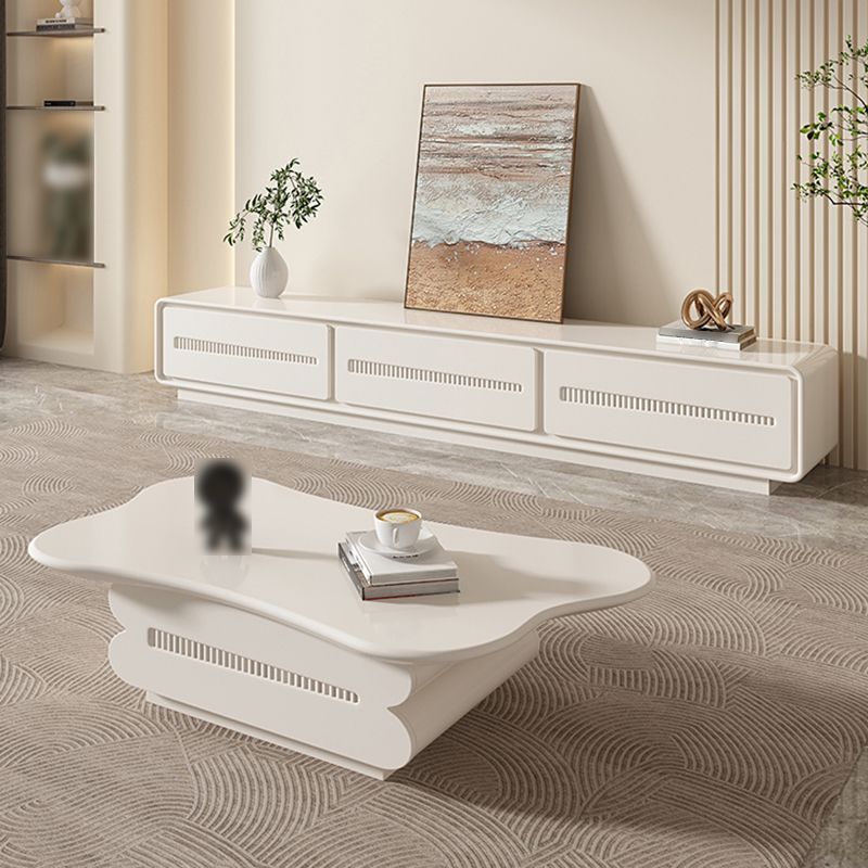 Tavolino moderno in legno bianco Forma a tavolino singolo con 2 cassetti