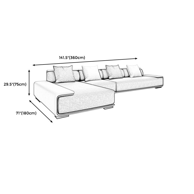 141.73"D x 70.87"W x 29.53"H Contemporary Square Arm Pillowed Back Cushions Sectionals Clearhalo 'furn' 'furn_sectionals' 'Furniture' 'furniture_sectionals' 'kitchen' 'kitchen_sectionals' 'Living Room Furniture' 'Sectionals' 1200x1200_26986551-e415-4b4a-a6b2-a95a10c06fba