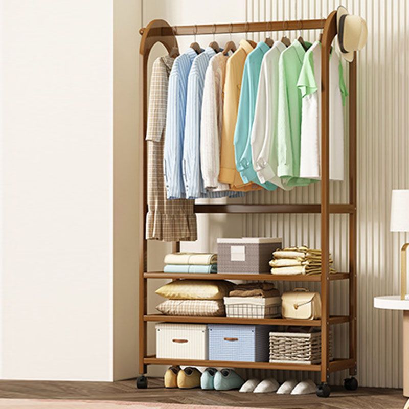 Colgador de madera estilo moderno estilo de pelaje para el suelo minimalista con polea