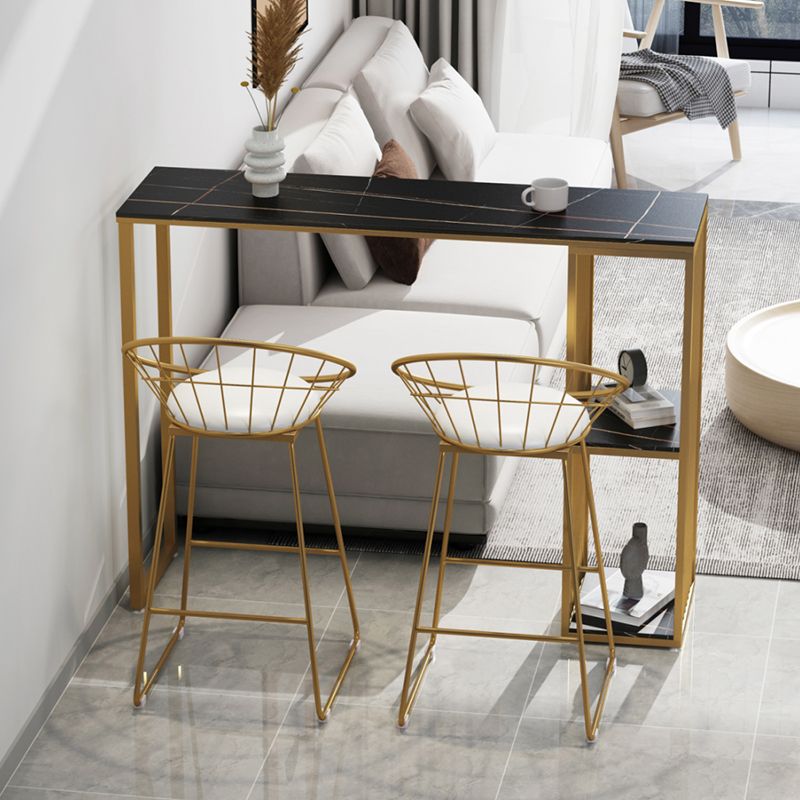 Glam Style Black Bar Table Faux Marble Top Rectangle Indoor Bistro Table Clearhalo 'Bar Furniture' 'Bar Tables' 'bar_tables' 'furn' 'furn_bar_tables' 'Furniture' 'furniture_bar_tables' 'Kitchen & Dining Furniture' 'kitchen&dining_furn' 'kitchen' 1200x1200_2698d486-2195-4325-b78a-5dfa31eeba89