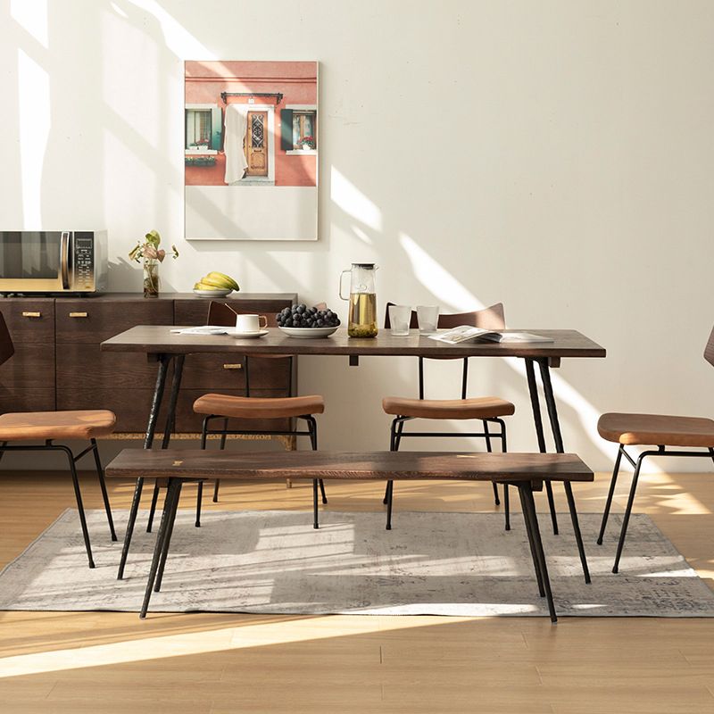 Glam Style Oak Wood Dining Table 4 Legs Table for Living Room Clearhalo 'Dining Tables & Seating' 'Dining Tables' 'dining_table' 'furn' 'furn_dining_table' 'Furniture' 'Kitchen & Dining Furniture' 1200x1200_2699ce9c-5e48-454f-966c-bf2bad23699d