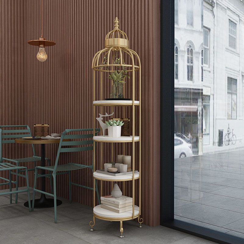 Glam Vertical Standard Bookshelf Iron Frame Manufactured Wood Shelf Bookshelf Clearhalo 'Bookcases' 'furn' 'furn_bookcases' 'Furniture' 'furniture_bookcases' 'kitchen' 'kitchen_bookcases' 'Living Room Furniture' 'Office Furniture' 1200x1200_269ced1b-d735-46db-bd69-4f5101d9cf1c