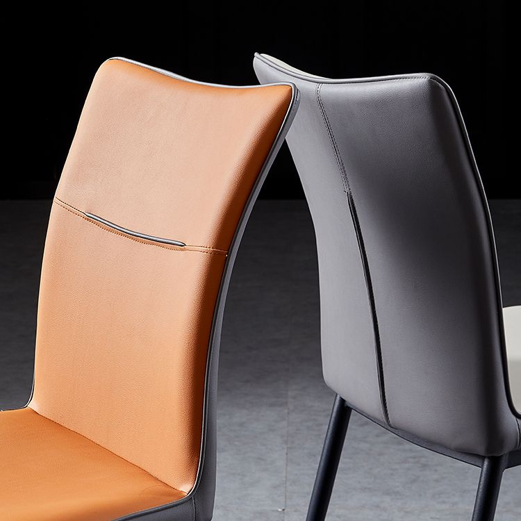 Metal Scandinavian Home Side Chair Solid Back 17.7'' Wide Dining Chair with Black Legs Clearhalo ' kitchen&dining_furn' 'Dining Chairs' 'Dining Tables & Seating' 'dining_chair' 'furn' 'furn_dining_chair' 'Furniture' 'furniture_dining_chair' 'Kitchen & Dining Furniture' 'kitchen' 1200x1200_269fc725-fe46-43e4-a1f1-b7ccfaa7fe92