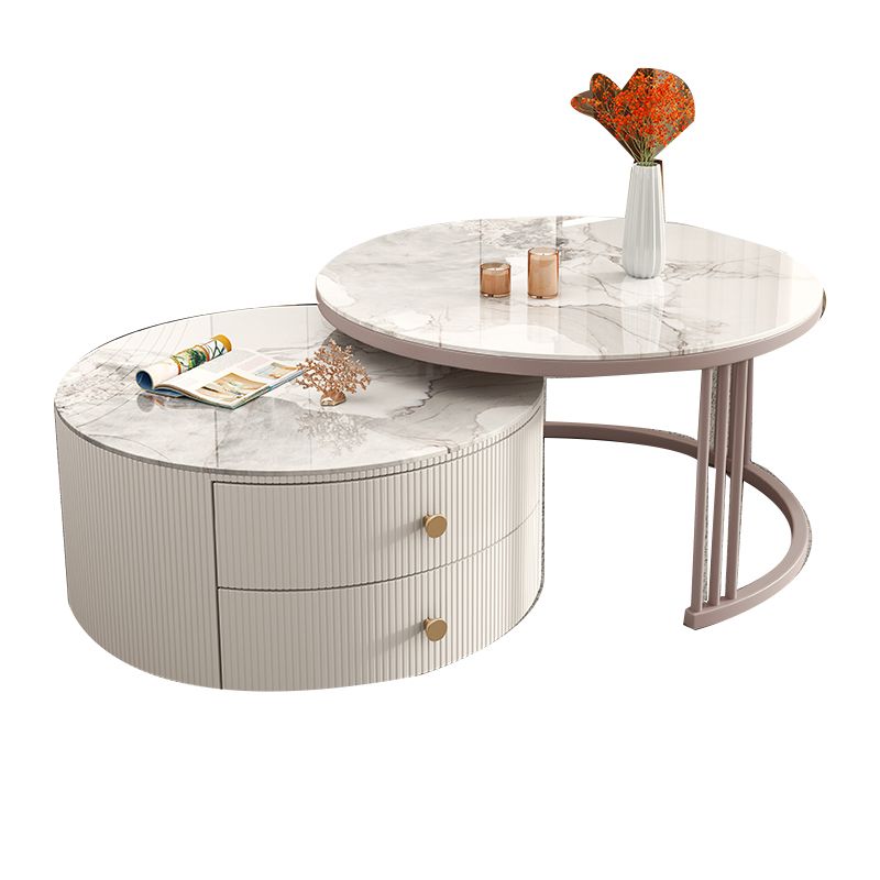 Frame Round Glam Coffee Table Slate Nesting Coffee Table Set Clearhalo 'Coffee & Accent Tables' 'Coffee Tables' 'coffee_tables' 'furn' 'furn_coffee_tables' 'Furniture' 'Living Room Furniture' 1200x1200_26a13635-c90d-4d89-b850-e6afbcc15a0c