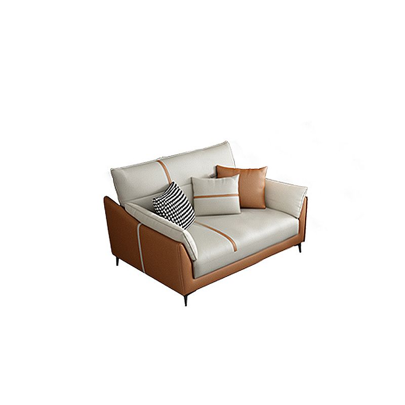 Living Room Pillow Top Arm Sofa Orange and White Cushion Back Couch Clearhalo 'furn' 'furn_sofas' 'Furniture' 'furniture_sofas' 'Living Room Furniture' 'Sofa' 'sofas' 1200x1200_26a18816-8642-46d1-b1c9-c4464197a13e