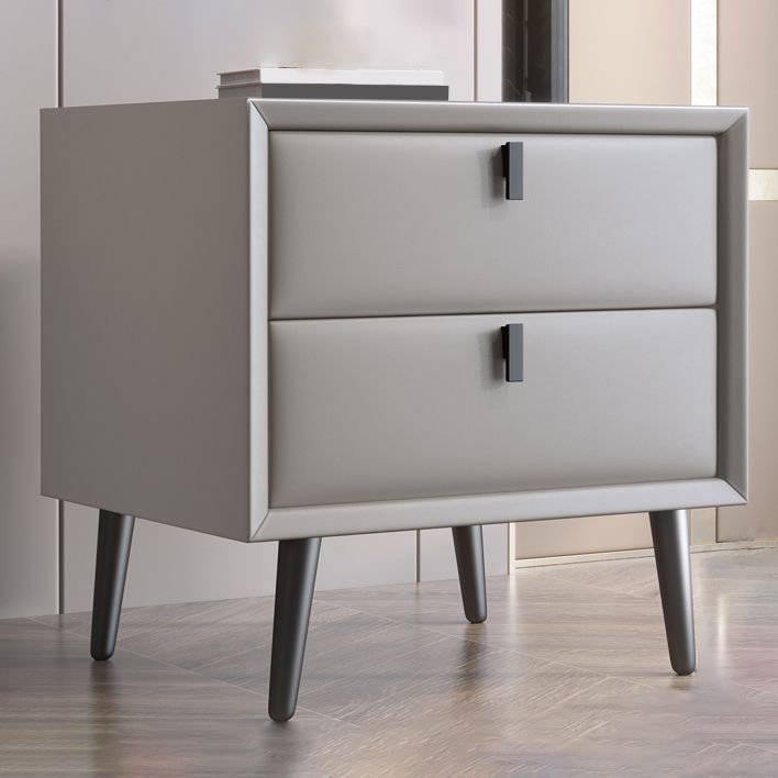 Table de nuit en cuir en bois massif contemporain lit de chevet avec tiroirs