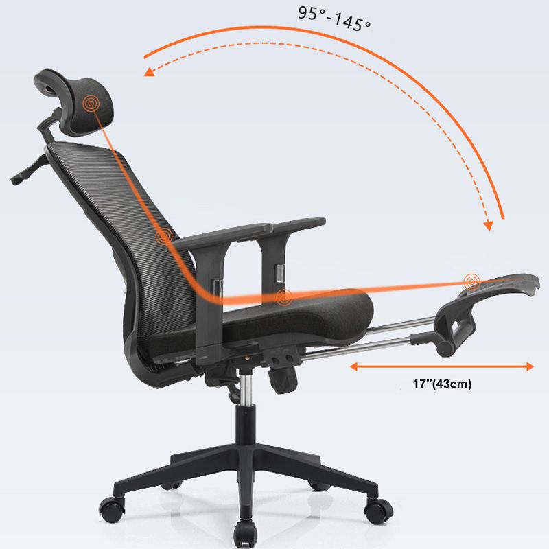 Mid Back Bureau Stoel Roteerbare zwarte gaas bureaustoel met wielen