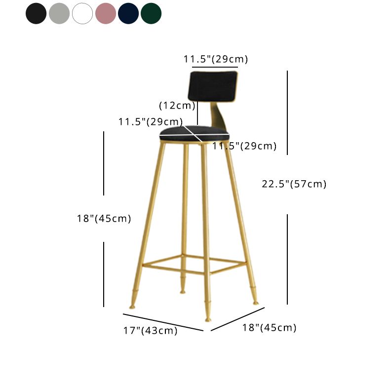 Nordic Style Bar-stool Round Counter Bar Stool with Metal Legs for Kitchen Clearhalo 'Bar Furniture' 'Bar Stools' 'bar_stools' 'furn' 'furn_bar_stools' 'Furniture' 'Kitchen & Dining Furniture' 1200x1200_26a7fd8b-df19-4b84-96f5-a3a1e5a4fc88