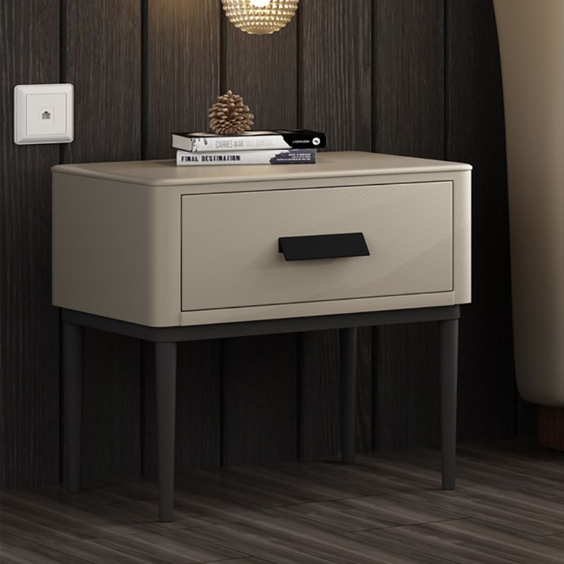 Mesa de noche moderna del gabinete de la cama y de cuero falso, 20 "L x 16" W x 18.5 "H