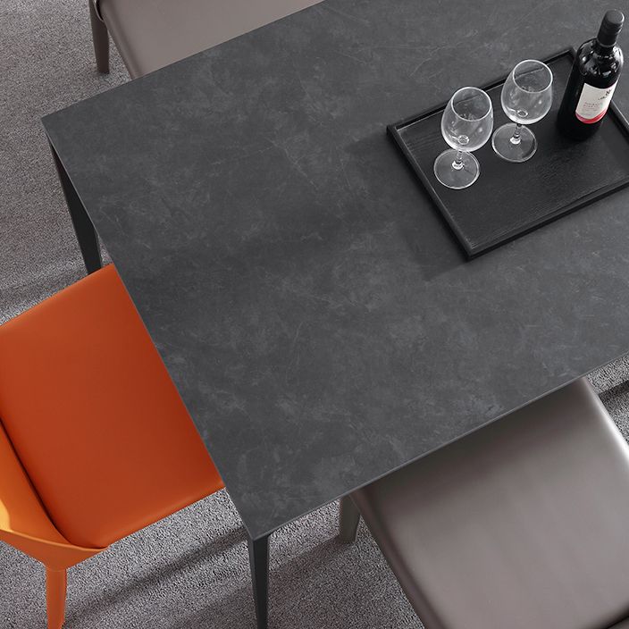 Modern Style Traditional Height Dining Set with Fixed Rectangle Shape Table and 4 Black Legs Base Clearhalo 'Dining Room Sets' 'Dining Tables & Seating' 'dining_room_set' 'furn' 'furn_dining_room_set' 'Furniture' 'furniture_dining_room_set' 'Kitchen & Dining Furniture' 'kitchen&dining_furn' 'kitchen' 1200x1200_26aa20bd-d86c-4aa6-9588-75c87831a1f4