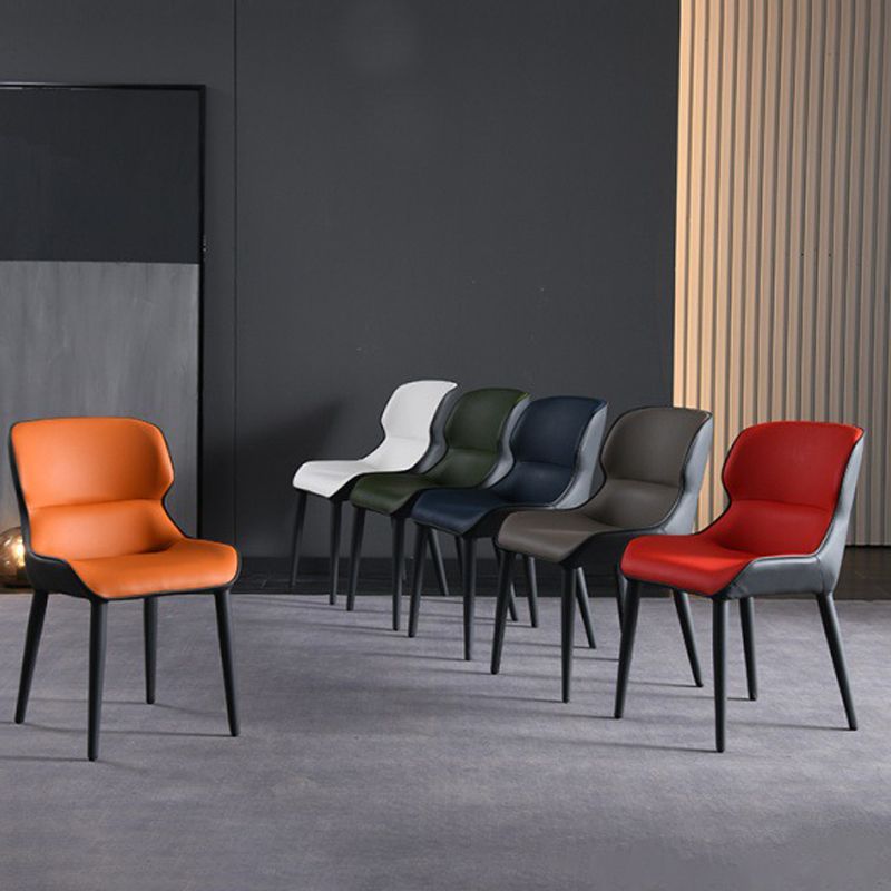 Modern Faux Leather Indoor Upholstered Dining Chair Matte Finish Wingback Side Chair Clearhalo 'Dining Chairs' 'Dining Tables & Seating' 'dining_chair' 'furn' 'furn_dining_chair' 'Furniture' 'furniture_dining_chair' 'Kitchen & Dining Furniture' 1200x1200_26ab0dfb-15e7-46ce-98a7-834f4340d257