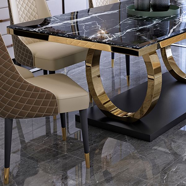 Modern 1/4/5/6/7 Pieces Black Dining Table Set with Marble Top Rectangle Dinette Set Clearhalo 'Dining Room Sets' 'Dining Tables & Seating' 'dining_room_set' 'furn' 'furn_dining_room_set' 'Furniture' 'furniture_dining_room_set' 'Kitchen & Dining Furniture' 'kitchen&dining_furn' 'kitchen' 1200x1200_26ac5e69-d567-40c6-bf2b-d2ea21686007