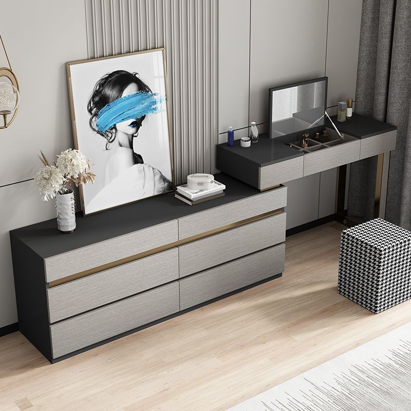 Tavolo da toeletta da toeletta moderno a 3 pezzi con 6 cassetti