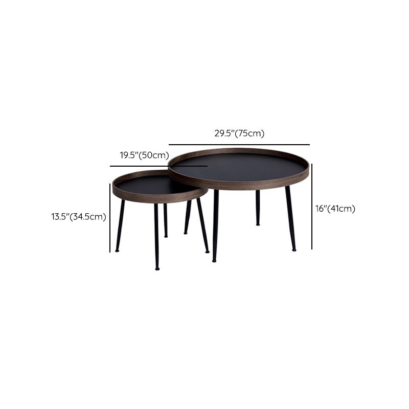 Round Wooden Coffee Table Black Tray Top Cocktail Table with 4 Legs Clearhalo 'Coffee & Accent Tables' 'Coffee Tables' 'coffee_tables' 'furn' 'furn_coffee_tables' 'Furniture' 'Living Room Furniture' 1200x1200_26ad8bff-4d73-4e51-a97b-0277cbed3620