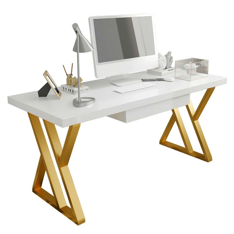 Escritorio de oficina de 1 cortavadora Glam de escritorio rectangular de madera maciza para el hogar