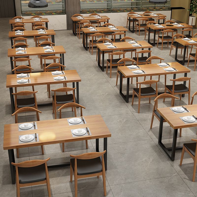 Industrial Style Solid Wood Top Dining Table with Rectangle Dinette Set with 4 Legs Table Clearhalo 'Dining Room Sets' 'Dining Tables & Seating' 'dining_room_set' 'furn' 'furn_dining_room_set' 'Furniture' 'furniture_dining_room_set' 'Kitchen & Dining Furniture' 'kitchen&dining_furn' 'kitchen' 1200x1200_26b1dcaf-6072-4325-bc1c-5c106df10060