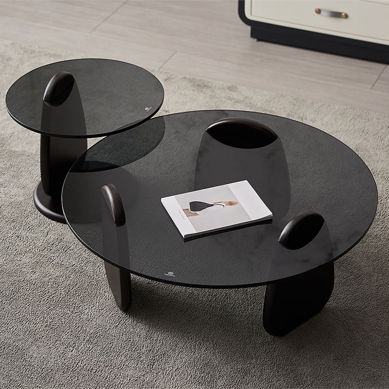 Glass Top Coffee Cocktail Table Black Coffee or End Table with 3 Legs