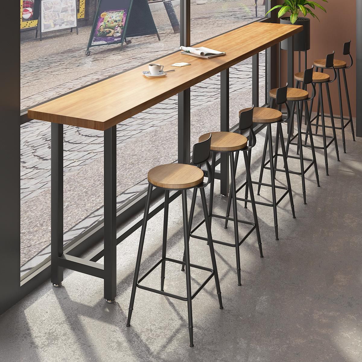 Industrial Bar Table Set 1/7 Pieces Solid Wood Rectangle Table and Stool Set Clearhalo 'Bar Furniture' 'furn' 'furn_home_bar_bar_sets' 'Furniture' 'Home Bars & Bar Sets' 'home_bar_bar_sets' 'Kitchen & Dining Furniture' 1200x1200_26b31927-6640-4e13-bb86-9ed8a42826e4