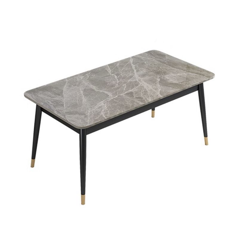 Fixed Minimalist Sintered Stone Top Kitchen Table Set of 4 Black Legs for Dining Room Clearhalo 'Dining Room Sets' 'Dining Tables & Seating' 'dining_room_set' 'furn' 'furn_dining_room_set' 'Furniture' 'furniture_dining_room_set' 'Kitchen & Dining Furniture' 'kitchen&dining_furn' 'kitchen' 1200x1200_26b3455d-287a-4fc4-b5da-066ba263451b