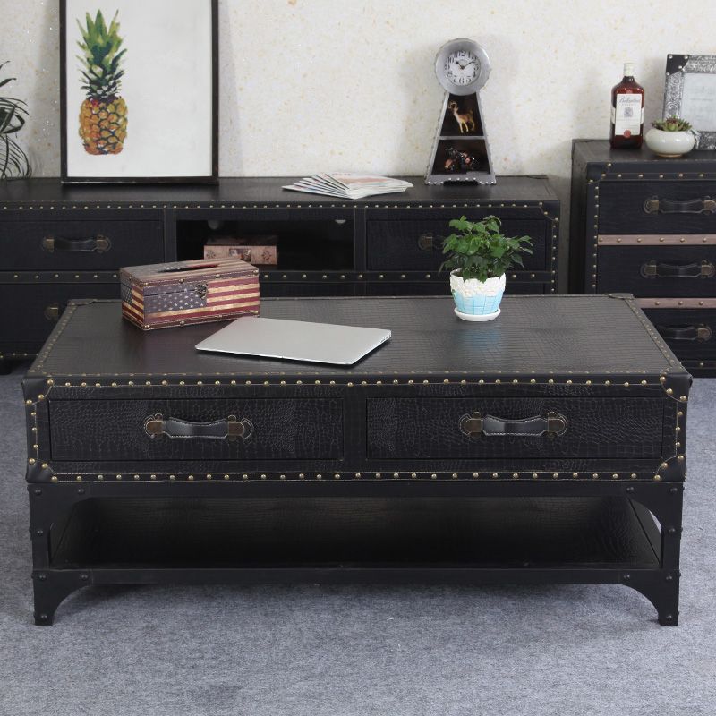 French Country Distressed Cocktail Table Wooden Coffee Table Set for Living Room Clearhalo 'Coffee & Accent Tables' 'Coffee Tables' 'coffee_tables' 'furn' 'furn_coffee_tables' 'Furniture' 'Living Room Furniture' 1200x1200_26b67cef-50e3-49d9-93c5-d85510fc96ec