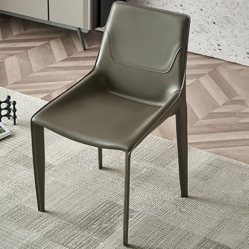 Modern Solid Back Side Chair with Faux Leather Legs Indoor Upholstered Dining Chair