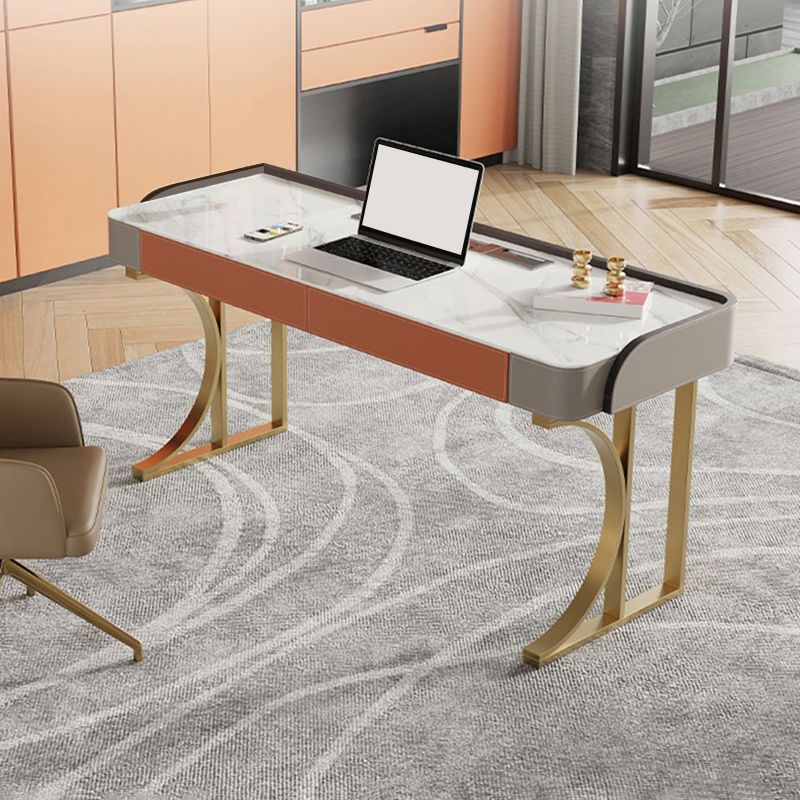 Stein gebogener Büro -Schreibtisch Glam 29.53 "großer Schreibtisch mit Schubladen