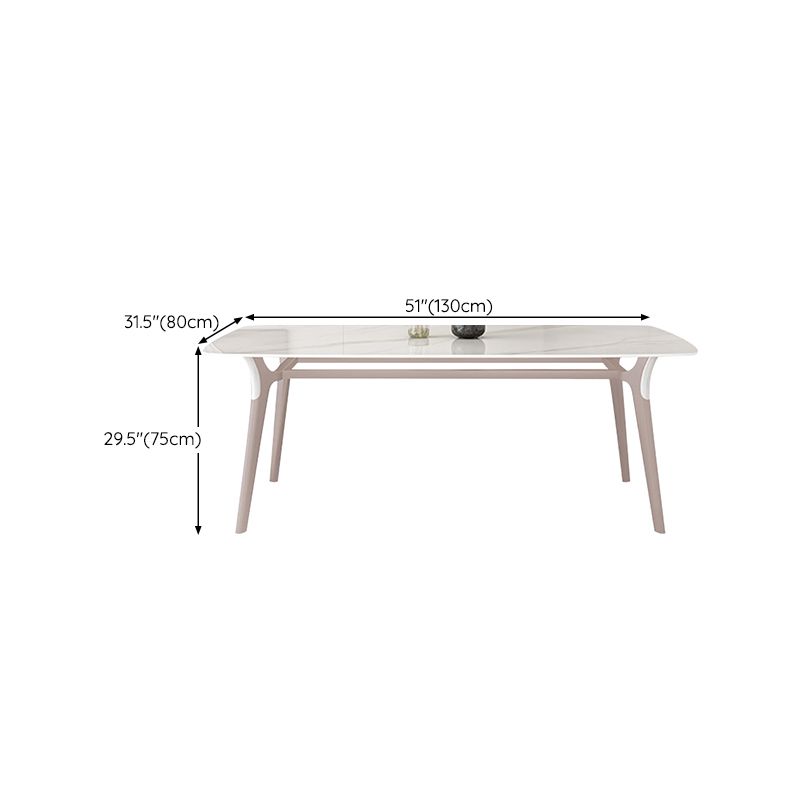 Table de salle à manger Glam Table de salle à manger rectangulaire en pierre en blanc