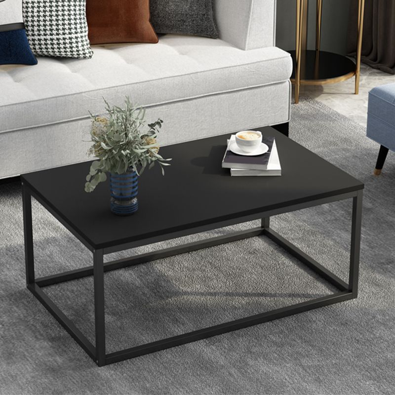 Modern Rectangular Steel Frame Coffee Table Black Cocktail Table Clearhalo 'Coffee & Accent Tables' 'Coffee Tables' 'coffee_tables' 'furn' 'furn_coffee_tables' 'Furniture' 'furniture_coffee_tables' 'Living Room Furniture' 1200x1200_26bc9cc7-e064-4090-ad3d-0087a95fb0ad