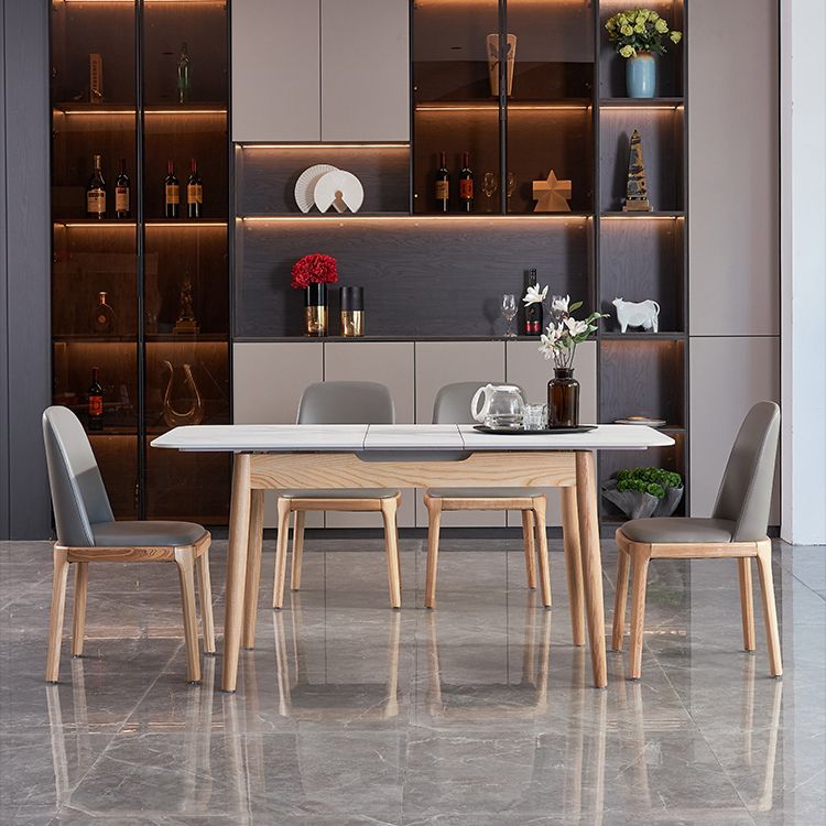 Mid-Century Rectangle White Table Sintered Stone Extendable Dining Table for Kitchen Clearhalo ' dining_table' 'Dining Tables & Seating' 'Dining Tables' 'furn' 'furn_dining_table' 'Furniture' 'furniture_dining_table' 'Kitchen & Dining Furniture' 'kitchen&dining_furn' 'kitchen' 'kitchen_dining_table' 1200x1200_26bca08f-e5a2-4de0-9603-338fe5da671c