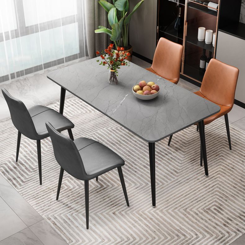 Rectangle Stone Top Dining Table Modern Black Base Dining Table for Living Room Clearhalo 'Dining Tables & Seating' 'Dining Tables' 'dining_table' 'furn' 'furn_dining_table' 'Furniture' 'furniture_dining_table' 'Kitchen & Dining Furniture' 'kitchen' 'kitchen_dining_table' 1200x1200_26bd7940-36d3-43fc-81a2-5781ea4d6f7c