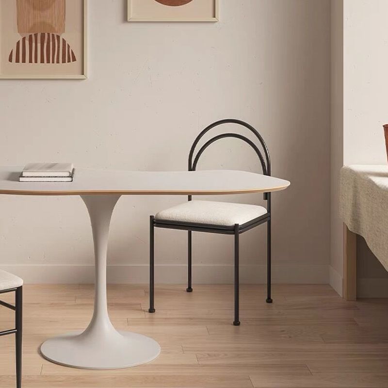 Sedia da pranzo industriale in metallo sedia laterale con finitura metallica con gambe nere