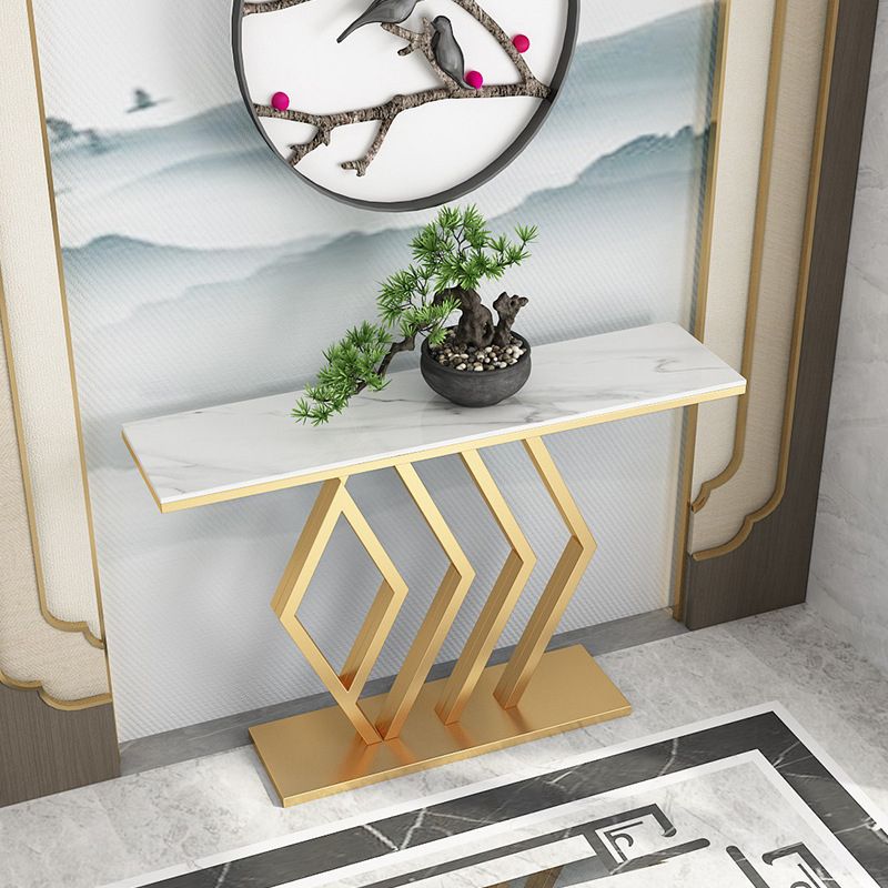 Contemporary Stone Console Sofa Table Rectangle Iron End Table for Hall Clearhalo 'Console Tables' 'console_tables' 'Entry & Mudroom Furniture' 'furn' 'furn_console_tables' 'Furniture' 1200x1200_26be2cc0-7423-47f3-8ca7-d7d778b3b99e