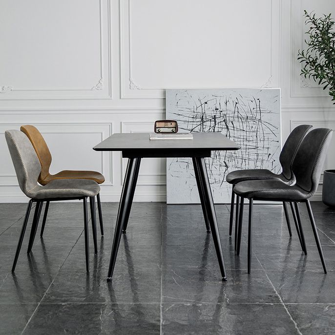 Modern Metal Kitchen Dining Side Chair Black Wingback Side Dining Side Chair Clearhalo ' kitchen&dining_furn' 'Dining Chairs' 'Dining Tables & Seating' 'dining_chair' 'Furniture' 'furniture_dining_chair' 'Kitchen & Dining Furniture' 'kitchen' 1200x1200_26be5c46-e416-47e6-9297-04f9e0ec2110