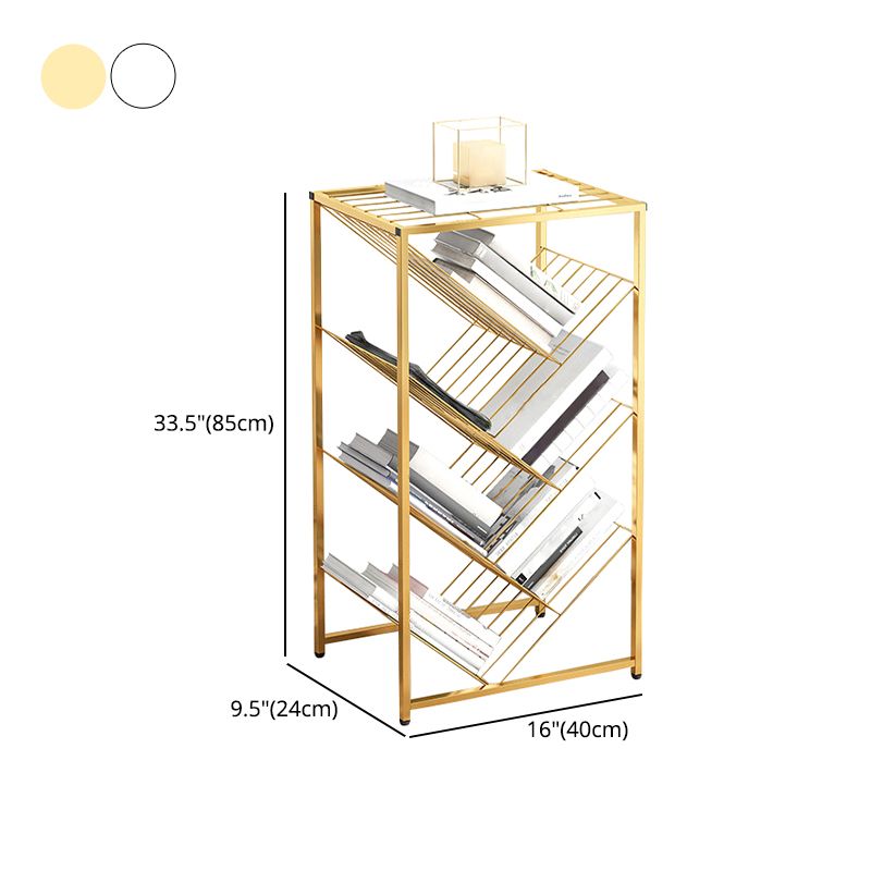 Metal Vertical Geometric Bookcase Contemporary Style Closed Back Shelf Clearhalo 'Bookcases' 'furn' 'furn_bookcases' 'Furniture' 'Office Furniture' 1200x1200_26bfc54d-bc20-4396-8e28-f812589d1a01