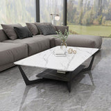 Cross Legs Coffee Table with Shelf Luxurious Metal Cocktail Table