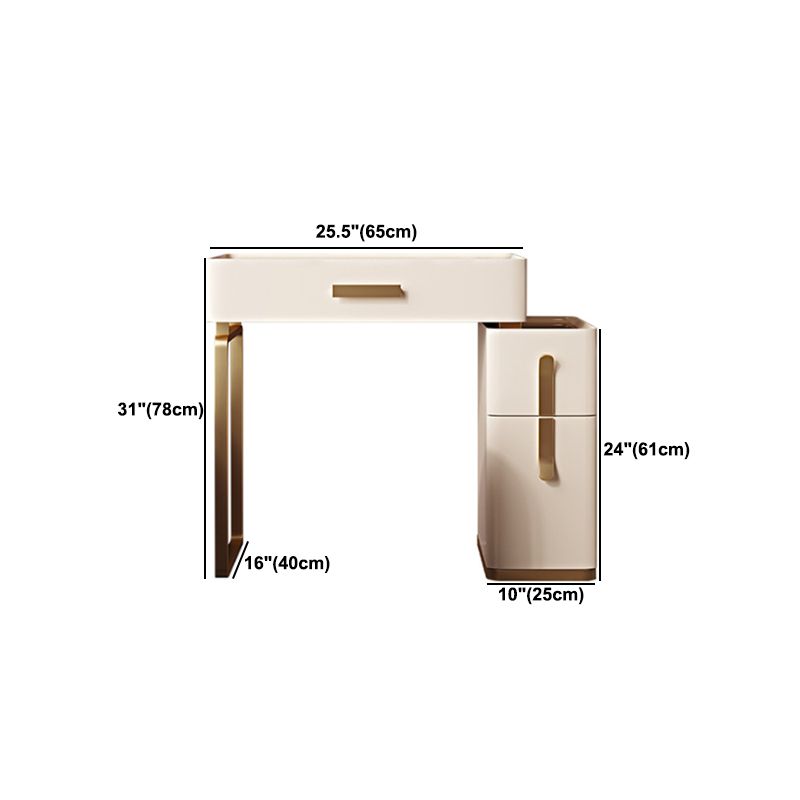 Glambraun Glass Top Waschtisch 25,6 "W 3 Schubladen Schminktisch mit Spiegel & Stuhl