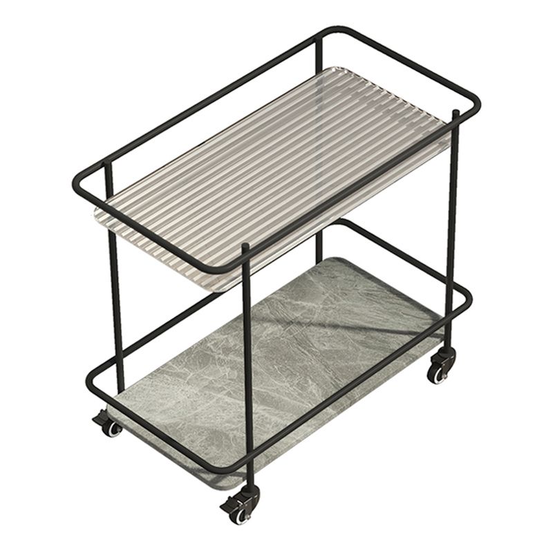 Modern Glass Top End Table with Casters Rectangular 25.6" W Shelf Included Side Table Clearhalo 'Coffee & Accent Tables' 'End & Side Tables' 'end_side_tables' 'furn' 'furn_end_side_tables' 'Furniture' 'Living Room Furniture' 1200x1200_26c1f32f-8d72-46f9-ae83-0cf87923dc52