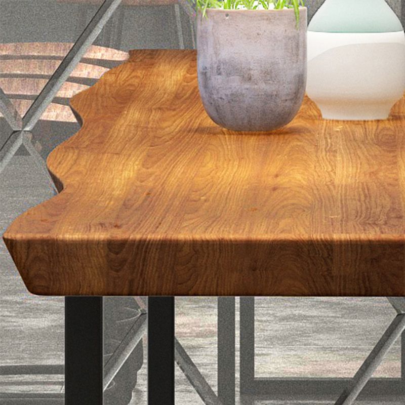 Mesa de bar de madera maciza especializada Mesa de bar de pub industrial marrón con base de trineo