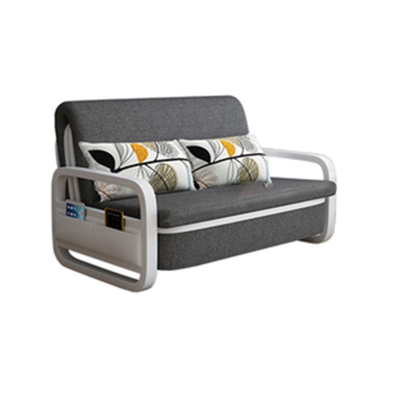 Contemporary Square Arm Convertible Cotton Blend Bed Sofa Couch in Grey Clearhalo 'furn' 'furn_sofas' 'Furniture' 'Living Room Furniture' 'Sofa' 'sofas' 1200x1200_26c24217-ff8c-4940-a41d-3ffa419697b7