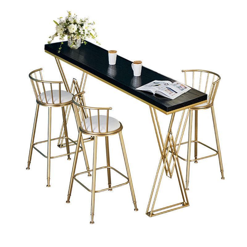 Glam Bar-height Table Black Solid Wood Top Bistro Pub Table with Gold Base Clearhalo 'Bar Furniture' 'Bar Tables' 'bar_tables' 'furn' 'furn_bar_tables' 'Furniture' 'Kitchen & Dining Furniture' 1200x1200_26c2b9aa-d5ba-497b-8556-9b843e198c45