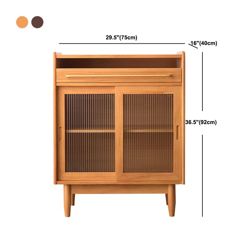 36.22"Tall 1- Drawer Wooden Cabinet , Glass Paned Rectangle Accent Cabinet