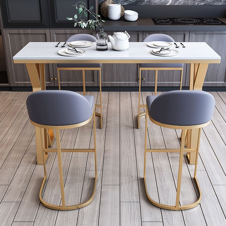 White Glam Style Bar Table in Faux Marble and Metal Bar Table for Dining Room Clearhalo 'Bar Furniture' 'Bar Tables' 'bar_tables' 'furn' 'furn_bar_tables' 'Furniture' 'furniture_bar_tables' 'Kitchen & Dining Furniture' 1200x1200_26c490ce-cdc2-4f1e-a5d6-7d2b8821c23f