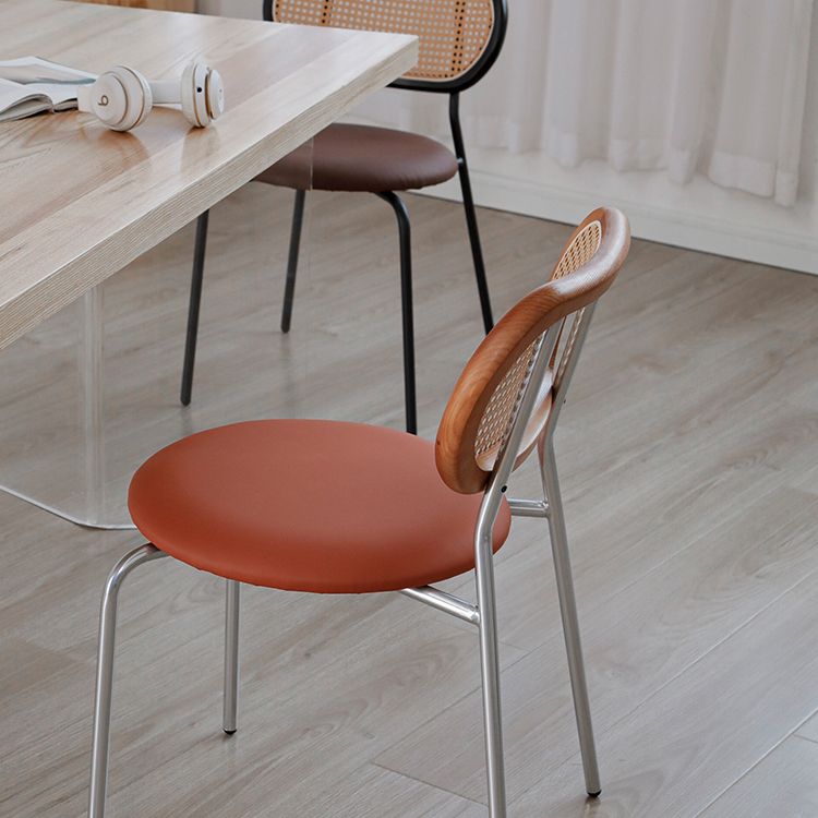 PU Leather Armless Dining Chair Contemporary Cane Back Dining Chair Clearhalo 'Dining Chairs' 'Dining Tables & Seating' 'dining_chair' 'furn' 'furn_dining_chair' 'Furniture' 'furniture_dining_chair' 'Kitchen & Dining Furniture' 1200x1200_26c4d05d-9191-41fd-848b-3168f08ab650