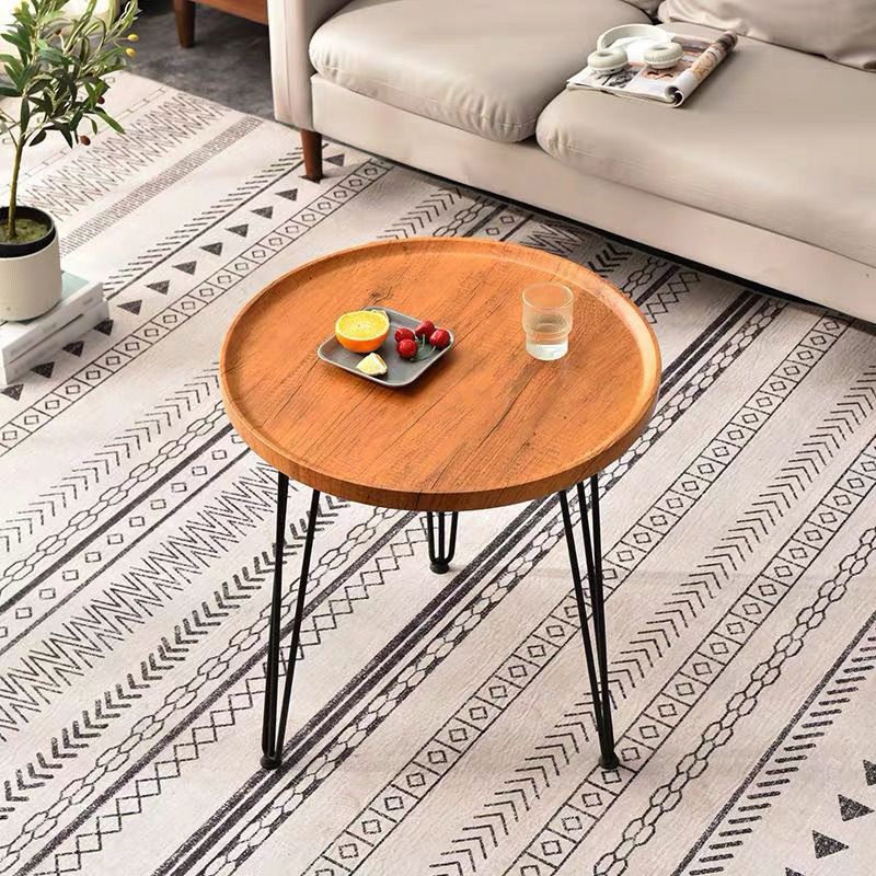 Base in metallo nero in stile moderno in legno/grigio/noce tavolo rotondo top late