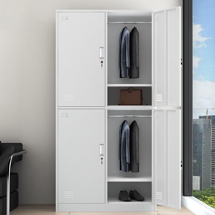 White Steel Wardrobe Armoire Contemporary Hinged Wardrobe Cabinet Clearhalo 'Armoires & Wardrobes' 'armoires_wardrobes' 'Bedroom Furniture' 'furn' 'furn_armoires_wardrobes' 'Furniture' 1200x1200_26c966d5-f032-4c90-8e69-96ffa427c7ed