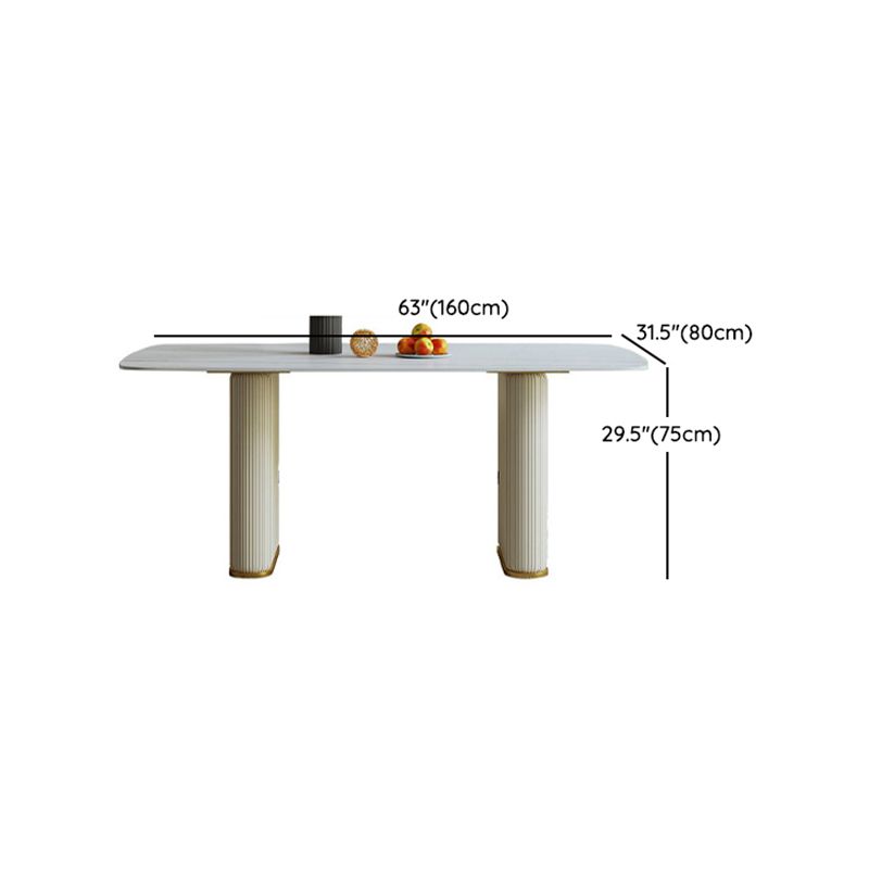 1/4/6/7/9-delige rechthoekige eetset Eettafel met gesinterd stenen blad en leren stoelen