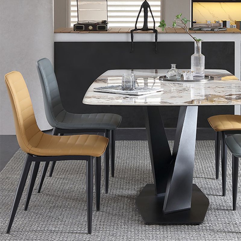 Industrial Faux Leather Chairs Armless Side Chairs with Metal Legs for Home Use Clearhalo 'Dining Chairs' 'Dining Tables & Seating' 'dining_chair' 'furn' 'furn_dining_chair' 'Furniture' 'Kitchen & Dining Furniture' 1200x1200_26cb0955-82f3-4786-adee-ed5a0b0615f5
