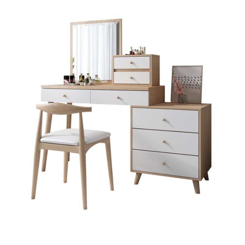 Wood Drawers Included Vanity Makeup Dressing Table Set with Stool and Mirror - 39.4" W Clearhalo 'Bedroom Furniture' 'furn' 'furn_makeup_vanities' 'Furniture' 'Makeup Vanities' 'makeup_vanities' 1200x1200_26cb29fd-8b02-4d0d-8e09-5179c8881607