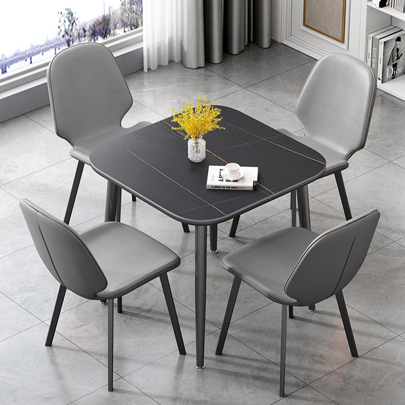 Modern Sintered Stone Dinner Table 4 Legs 31.2" Dining Table with Black Frame Clearhalo ' dining_table' 'Dining Tables & Seating' 'Dining Tables' 'furn' 'furn_dining_table' 'Furniture' 'furniture_dining_table' 'Kitchen & Dining Furniture' 'kitchen&dining_furn' 'kitchen' 'kitchen_dining_table' 1200x1200_26cc2bf7-93ad-4fd7-95e5-60c7ebae0e19