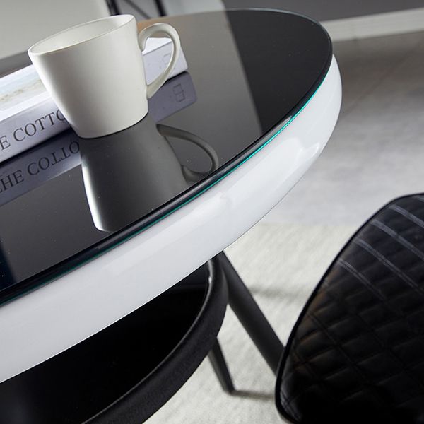 Table à manger stockable de bureau en verre rond moderne pour salle à manger